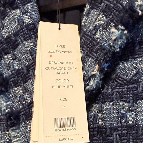 Nwt Veronica Beard  Cutaway Dickey Jacket-blue multi - Picture 2 of 7